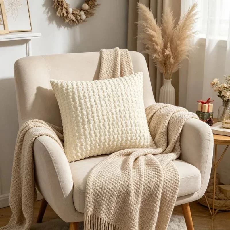 Nuova Fodera per Cuscino Decorativo in Velluto a Coste con Effetto Bolle Tridimensionale per Divano e Soggiorno