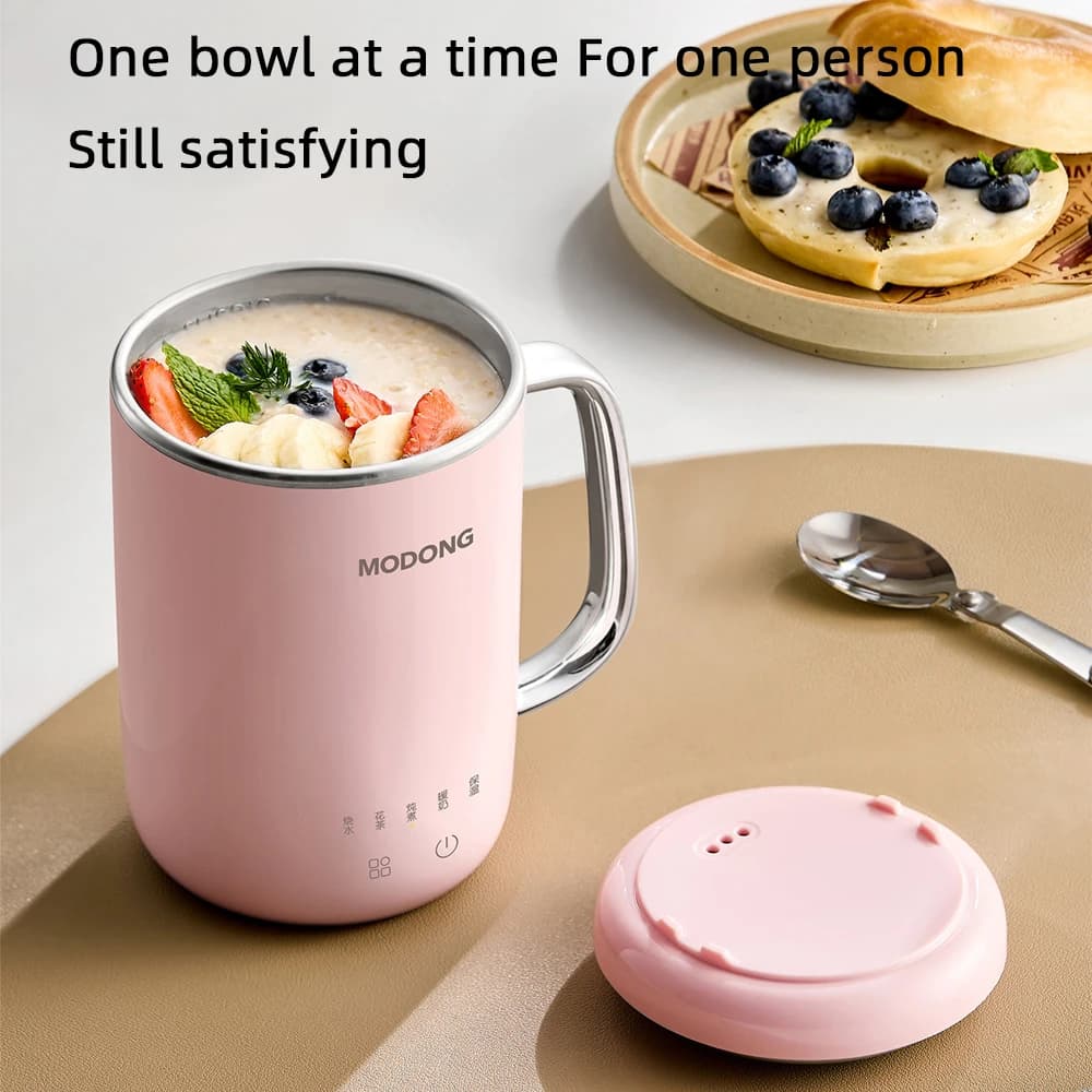 Bollitore elettrico da 450 ml Multicooker da viaggio Spezzatino Tazza di riscaldamento portatile Pentola per stufato Pentola per preservare la salute Pentola da cucina 220 V per ufficio