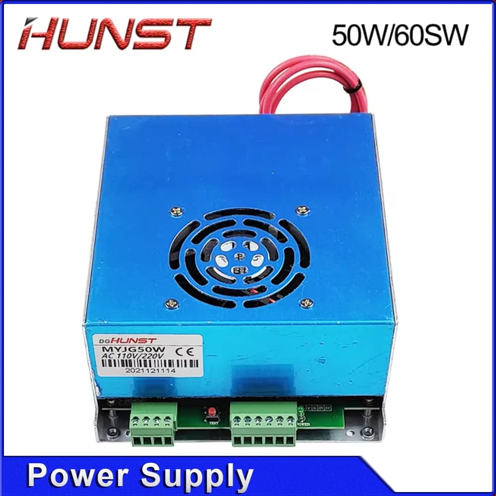 Alimentatore laser CO2 Hunst MYJG-50W 60W, 110V/220V opzionale, adatto per macchine da taglio e incisione da 40~70W con tubo in vetro