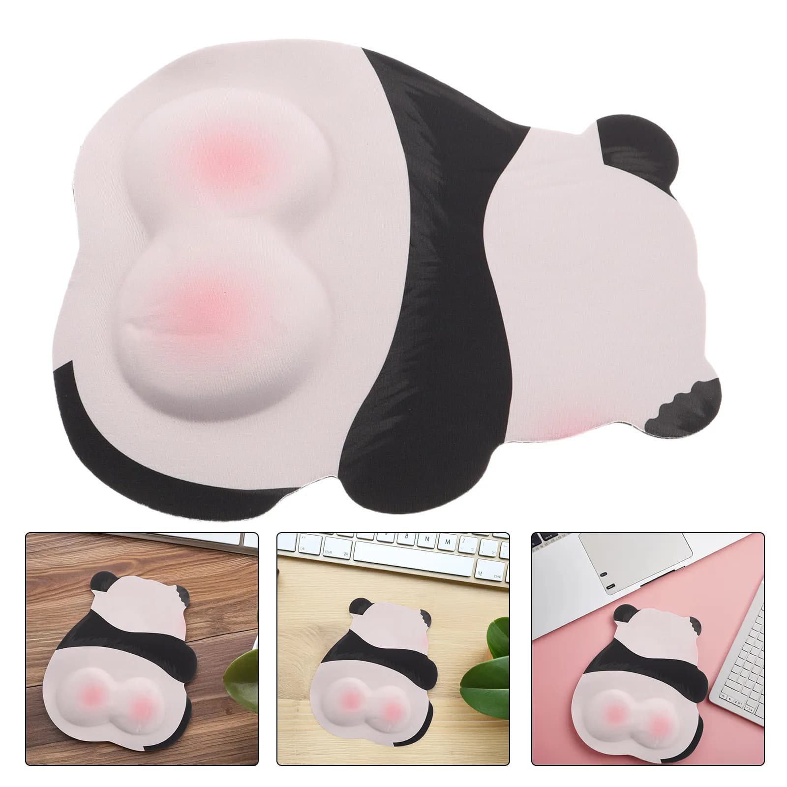 Panda mouse pad with wrist support cushion, soft and comfortable, non-ergonomie design for laptop, computer, desk, games, Kawaii