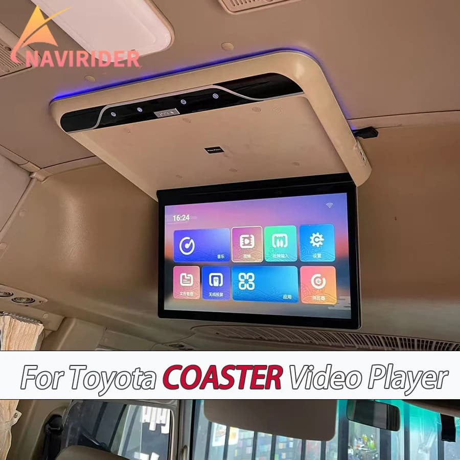 17 pollici Android 13 Tetto Monitor Da Soffitto Per Toyota COASTER CUV Schermo Universale Auto WIFI USB HDMI Lettore Video Multimediale WIFI