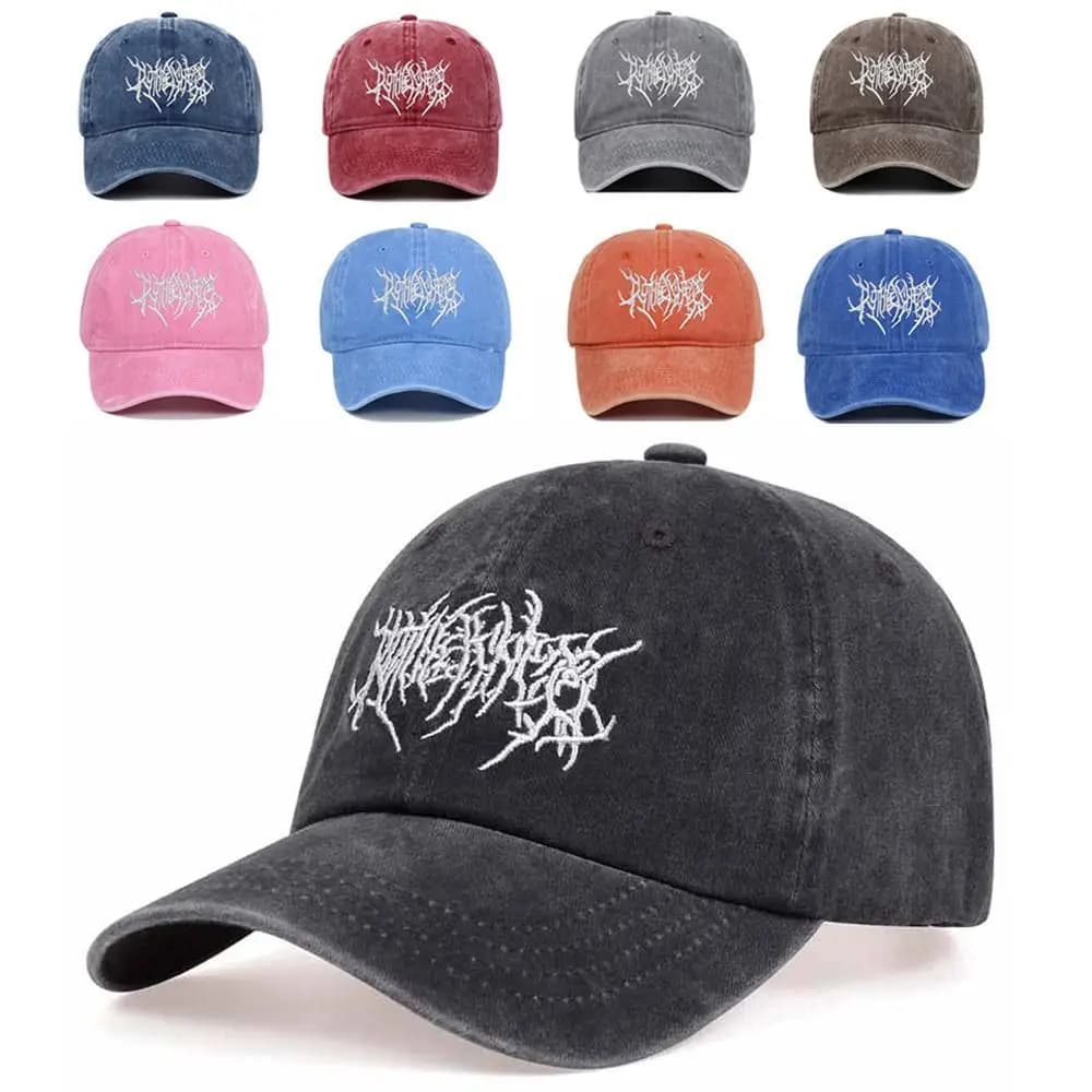 Visors Embroidery Baseball Caps Gothic Street Punk Hip-hop Distressed Faded Cap Adjustable Washed Baseball Hats