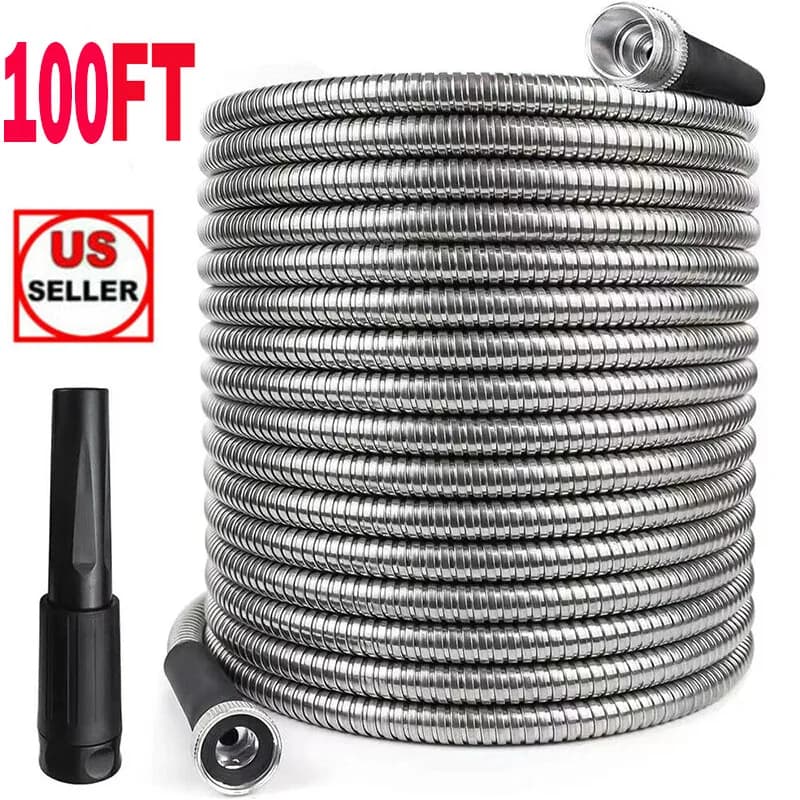 30 meters stainless steel garden pipe, flexible and durable, with nozzle