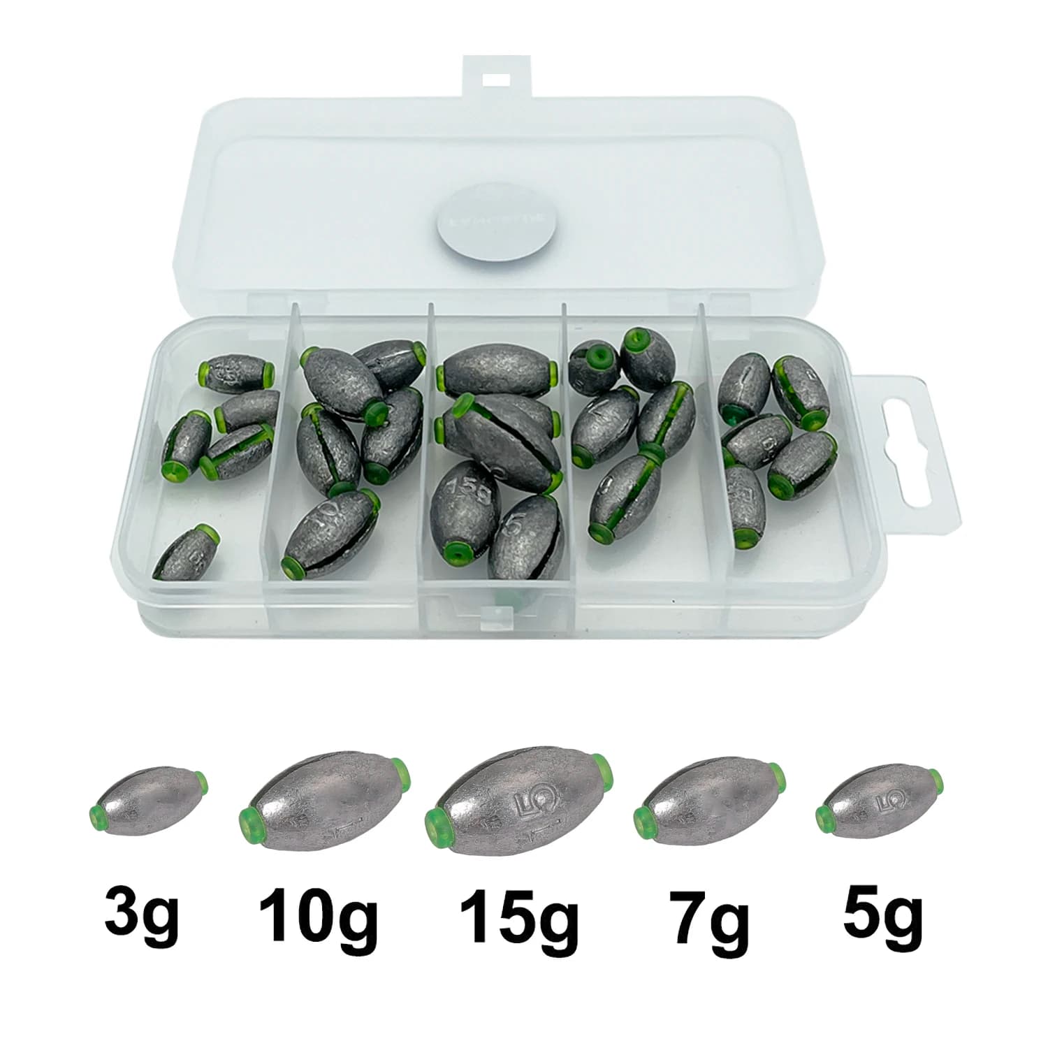 25 pz/scatola Olive Fishing Bullet peso 3g 5g 7g 10g 15g staccabile Egg Jig Sinker Japanese Fishing Shot Tackle Pike