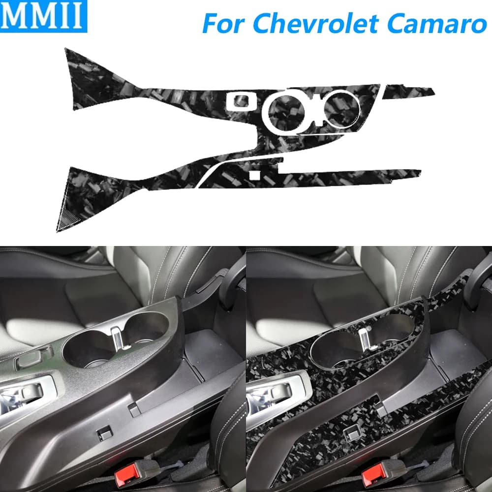 Per Chevrolet Camaro 2016-2025: Set di Coperture in Fibra di Carbonio Forgiata per Pannello di Controllo Centrale, Leva del Cambio e Portabicchieri, Accessori Auto, Adesivi