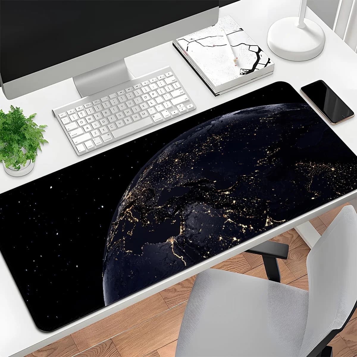 Star Lighting Earth Tappetino per mouse grande Giochi E-sport Tappetino da tavolo per computer Tappetino da scrivania antiscivolo Planet Blocco da ufficio Accessori da gioco
