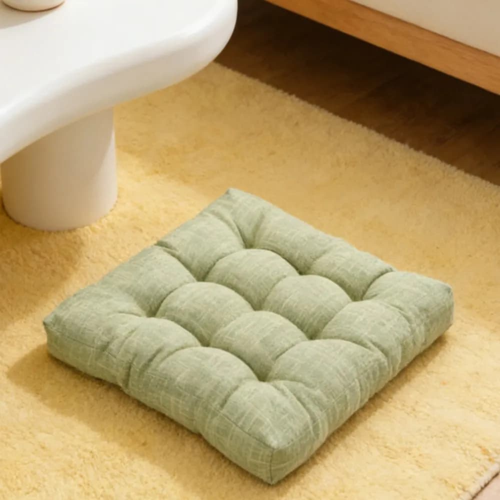 Big Green Nordic Plain Linen Tatami Square Cushion Thickened Sofa Back Floor Seat Pillow Meditation Futon Floor Seat Pillow