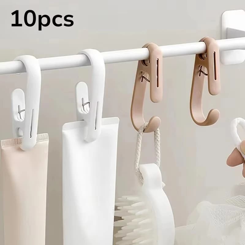 10Pcs Multi-Purpose Hanging Clips Hooks Portable Plastic Clamps Home Kitchen Bathroom Towel Curtain Storage Supplies