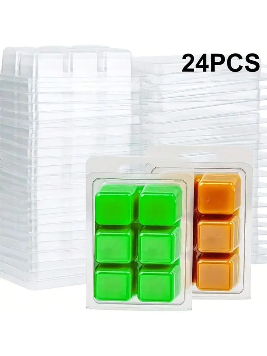 12/24 Pezzi Vassoio per Stampi in Plastica Trasparente Rettangolare a 6 Fori per la Produzione di Candele e la Produzione di Saponi, Stampi per Fusione di Cera Fai da Te, Creazione di Candele Sup