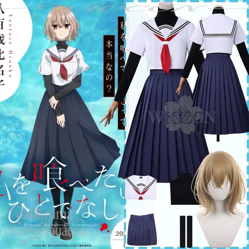 Yaotose Hinako Cosplay Nuovo Anime Questo mostro vuole mangiare me Costume Uniforme scolastica giapponese JK Abito lungo Canottiera Halloween