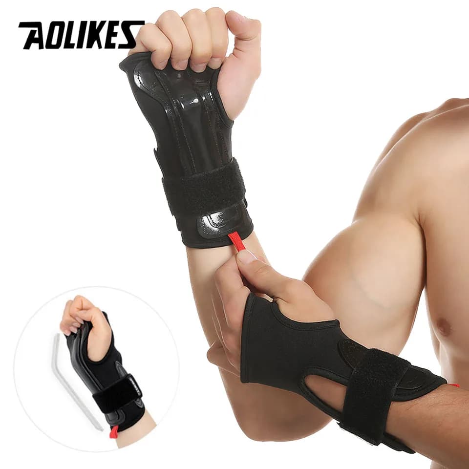 AOLIKES 1 paio di protezioni per il polso per pattinaggio a rotelle, snowboard, sci, supporto per le mani, guanti, equipaggiamento protettivo, protezione di sicurezza sportiva