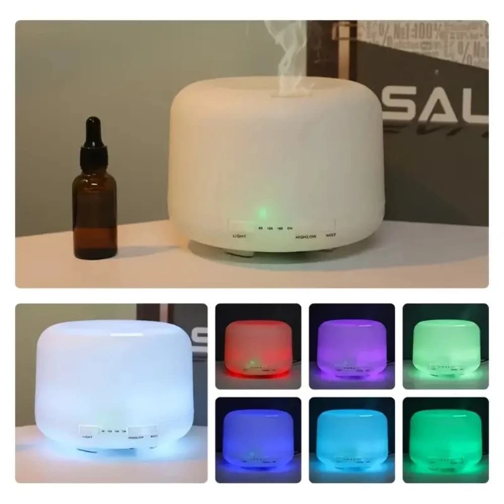 Diffusore e umidificatore di oli essenziali per aromaterapia da 500 ml, alimentato tramite USB con spegnimento automatico, luce notturna a LED a 7 colori, perfetto per la casa