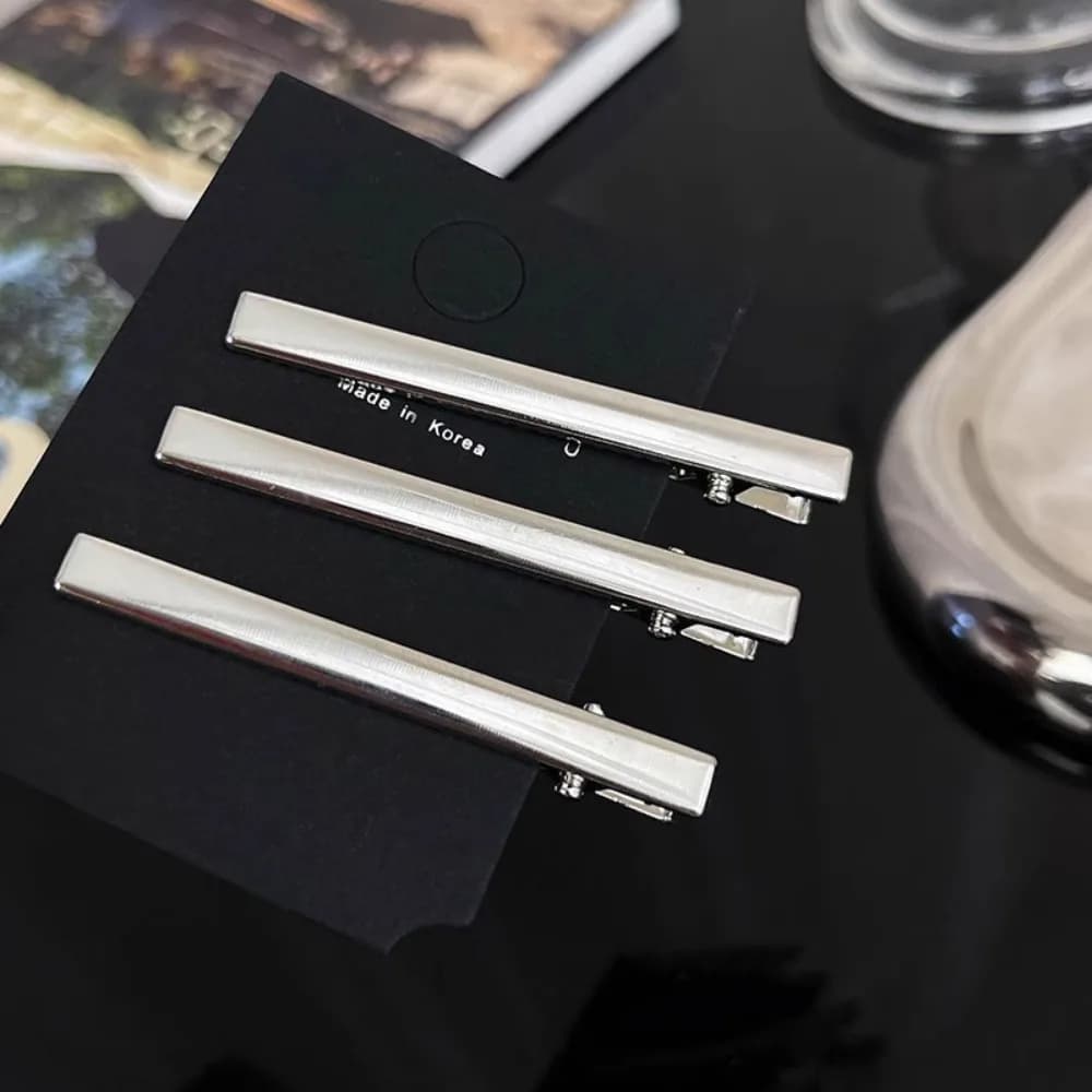 3pcs/set Fashion Silver Hairpin Metal Hollow Hair Clips Elegant Duckbill Clip Headwear