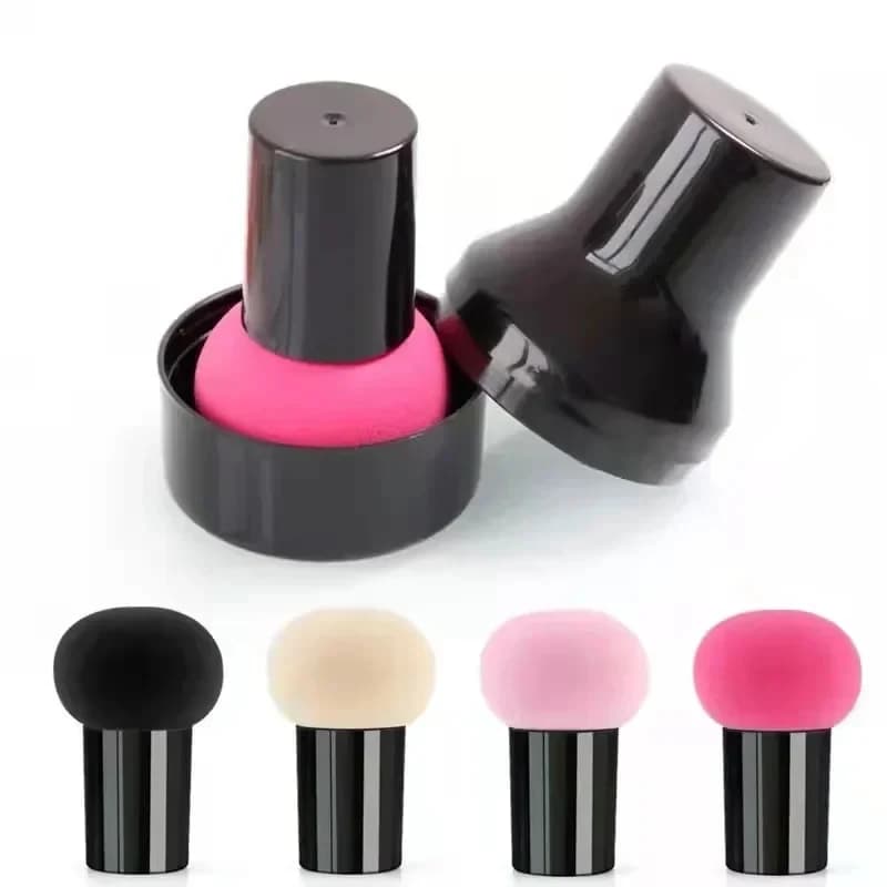 1/2pcs Mushroom Head Powder Puff With Protective Cap Wet Dry Cosmetic Puff Air Cushion Sponge Makeup Egg Foundation Makeup Tools