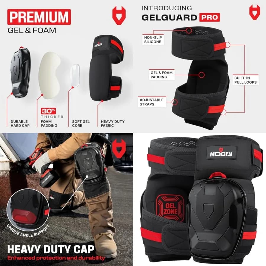 Ginocchiere Professionali da Lavoro per Uomo, per Edilizia, con Supporto per Caviglia, Cuscinetto in Schiuma Antiscivolo Resistente e Protezione Extra Spessa