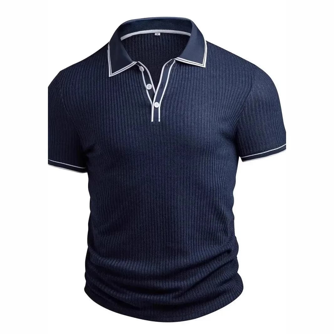 Nuova Polo da Uomo a Maniche Corte, Tinta Unita, Casual Business, Trendy, Estiva, Traspirante, in Morbido Cotone, Moda Golf, Top Tee