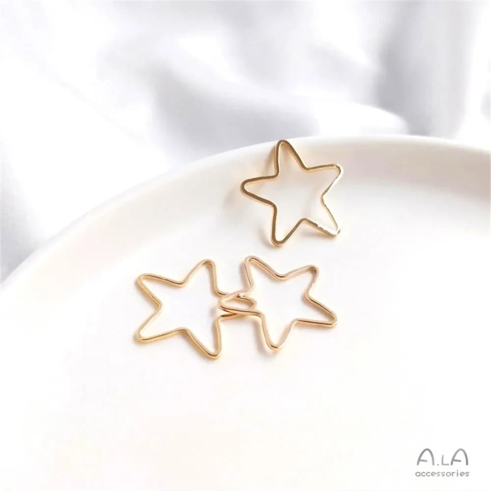 14K placcato oro Amore cinque stelle cerchio cerchio triangolo quadrato geometria anello anello appeso accessori ciondolo orecchio fai da te