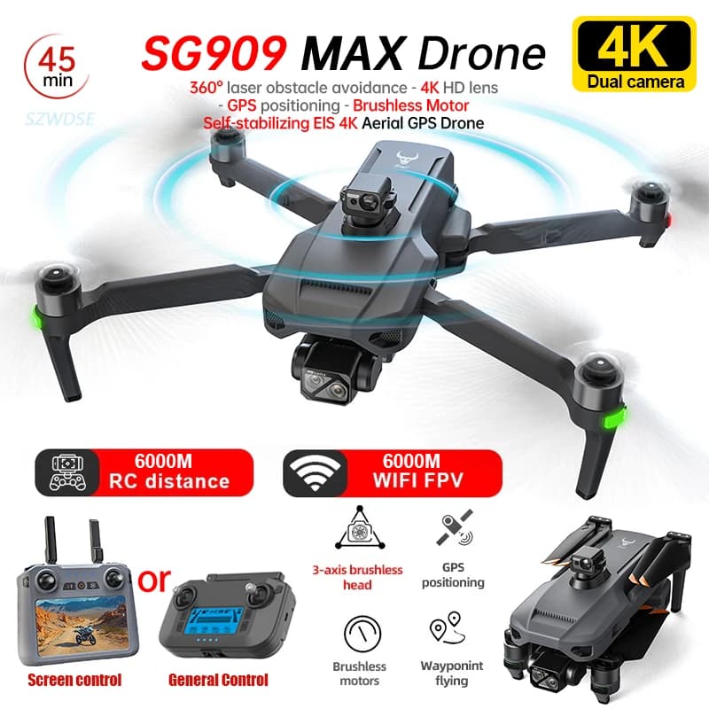 ZLL SG909 SG909MAX Drone GPS professionale con fotocamera 4K Giunto cardanico a 3 assi 360 Evitamento ostacoli Touch Screen FPV Brushless RC Dron