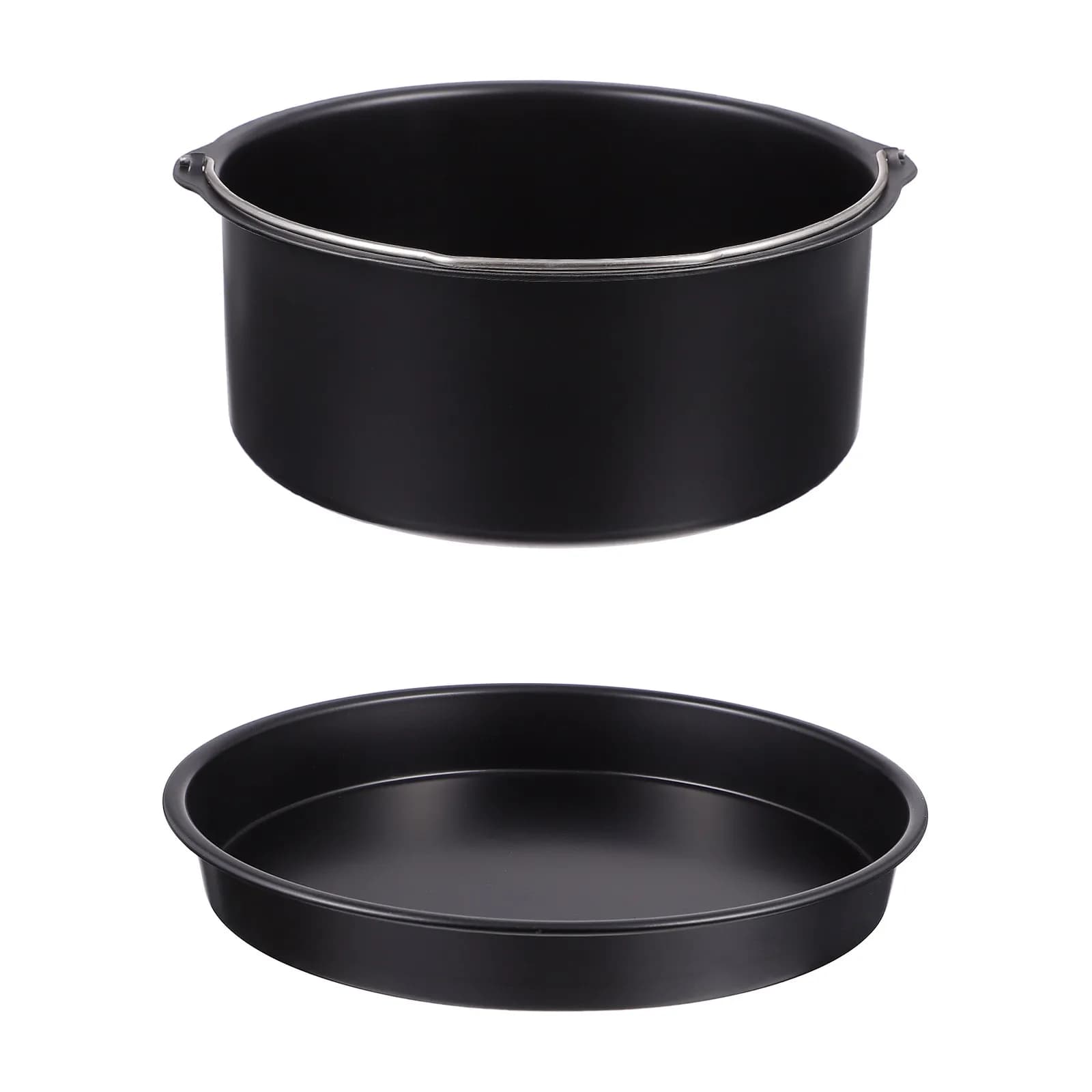 1Set Cake Barrel Baking Tray Pizza Pan Carbon Steel Air Fryer Accessories Nonstick Cookware Kit for Oven Baking Cake Bread