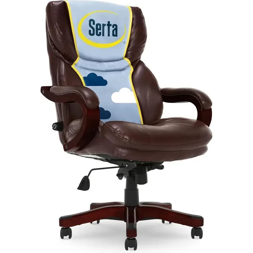 Conway Big & Tall Executive Oice Chair, Ergonomic High-Back with Adjustable Lumbar, Semi Plush Cushion and Body Pillows, Padded