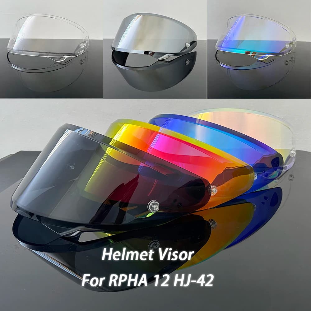 Motorcycle Full Face Helmet Shield Lens Replacement Deep tea Silver Anti-UV Lens Fit for HJC RPHA 12 HJ-42 RPHA-12 Helmet Visor