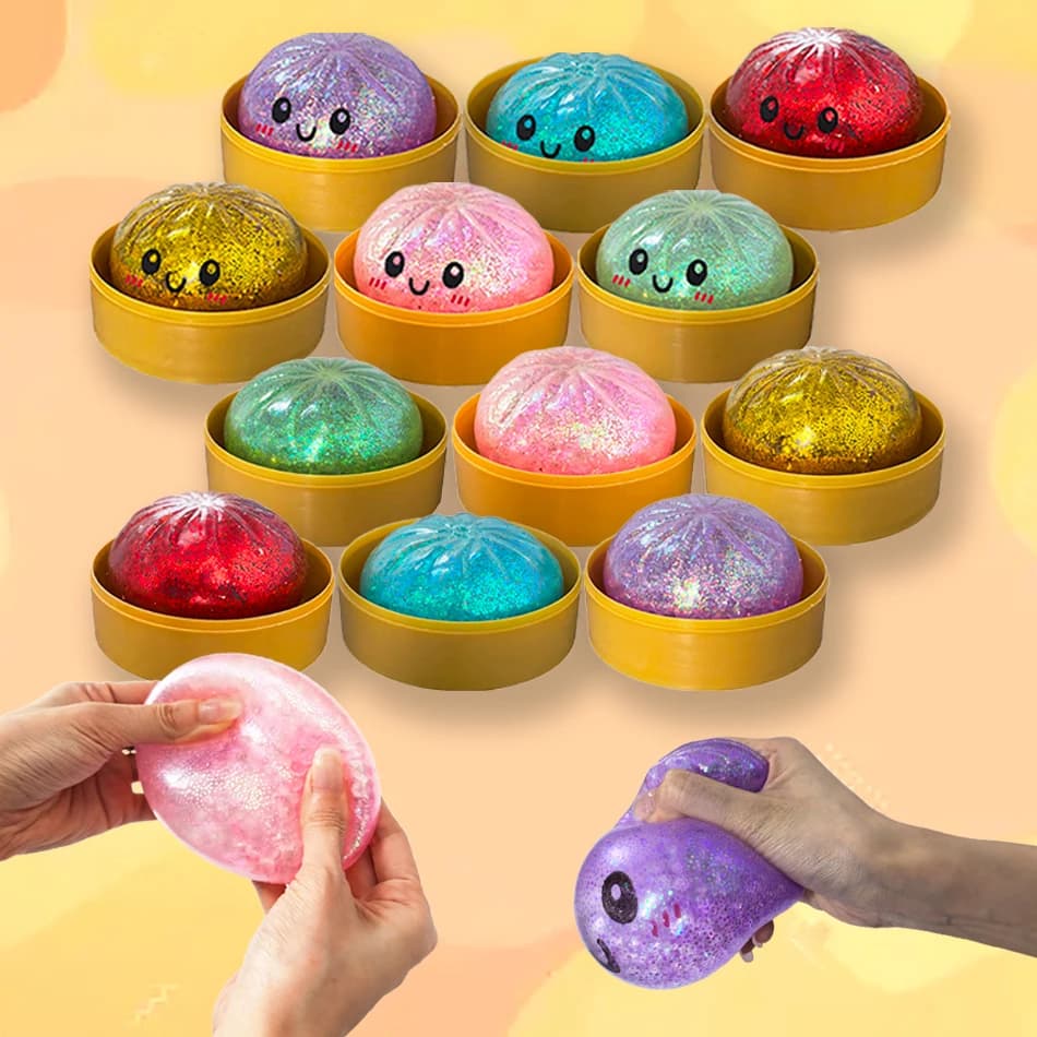 Dumpling Baozi Squishies Giocattolo Antistress - Palla Sensoriale Simulata, Riutilizzabile e ad Alto Rimbalzo per Alleviare l'Ansia e Rilassarsi