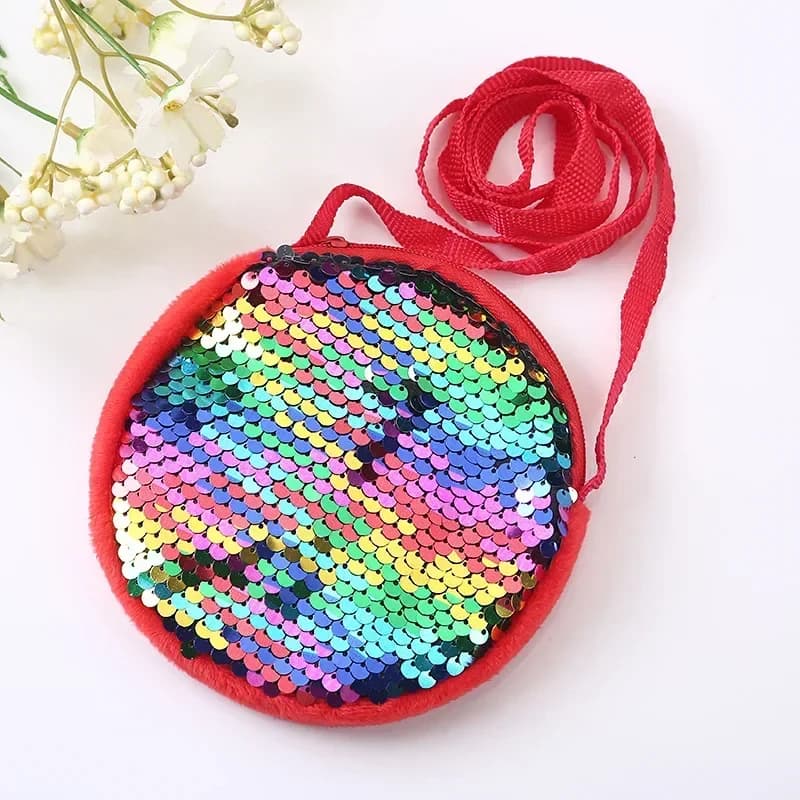Simpatica borsa a tracolla in peluche principessa - Borsa a tracolla con paillettes per bambini, portamonete alla moda per l'asilo