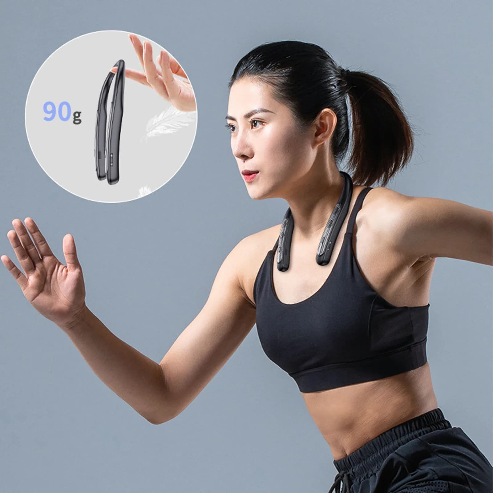 Neckband Speaker Wireless 3D Stereo Sound Built in Mic Low Latency Rechargeable Body Sports Speaker W/ 12H Playtime for Game TV