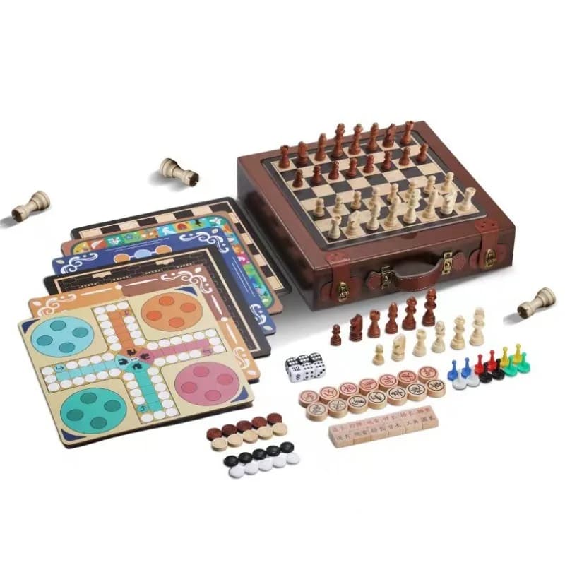 Scacchiera in legno multifunzionale 12 in 1 per bambini, scacchi, backgammon, scacchi volanti, scacchi, giocattoli educativi, impresa