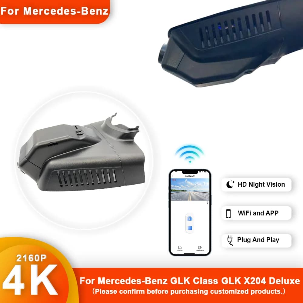 Customized 4K HD 2160P Plug and play Dash Cam for Mercedes-Benz class GLK X204 front and rear WIFI Car Dvr Dashcam