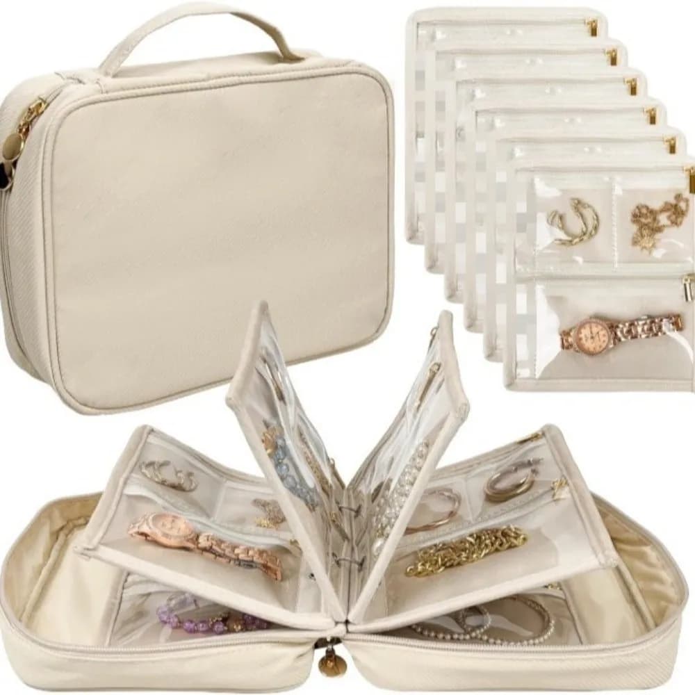 Transparent PVC Jewelry Display Bag Zipper Multi-Layer Necklace Ring Packing Bag Container Portable Earrings Organizer Women