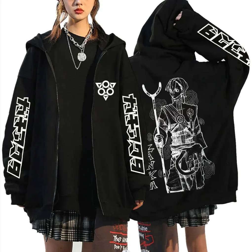 Anime Gachiakuta Zanka Merch Zipper Hoodie Men Women Cosplay Harajuku Zip Up Jacket Coat Male Manga Oversized Zip Up Sweatshirt