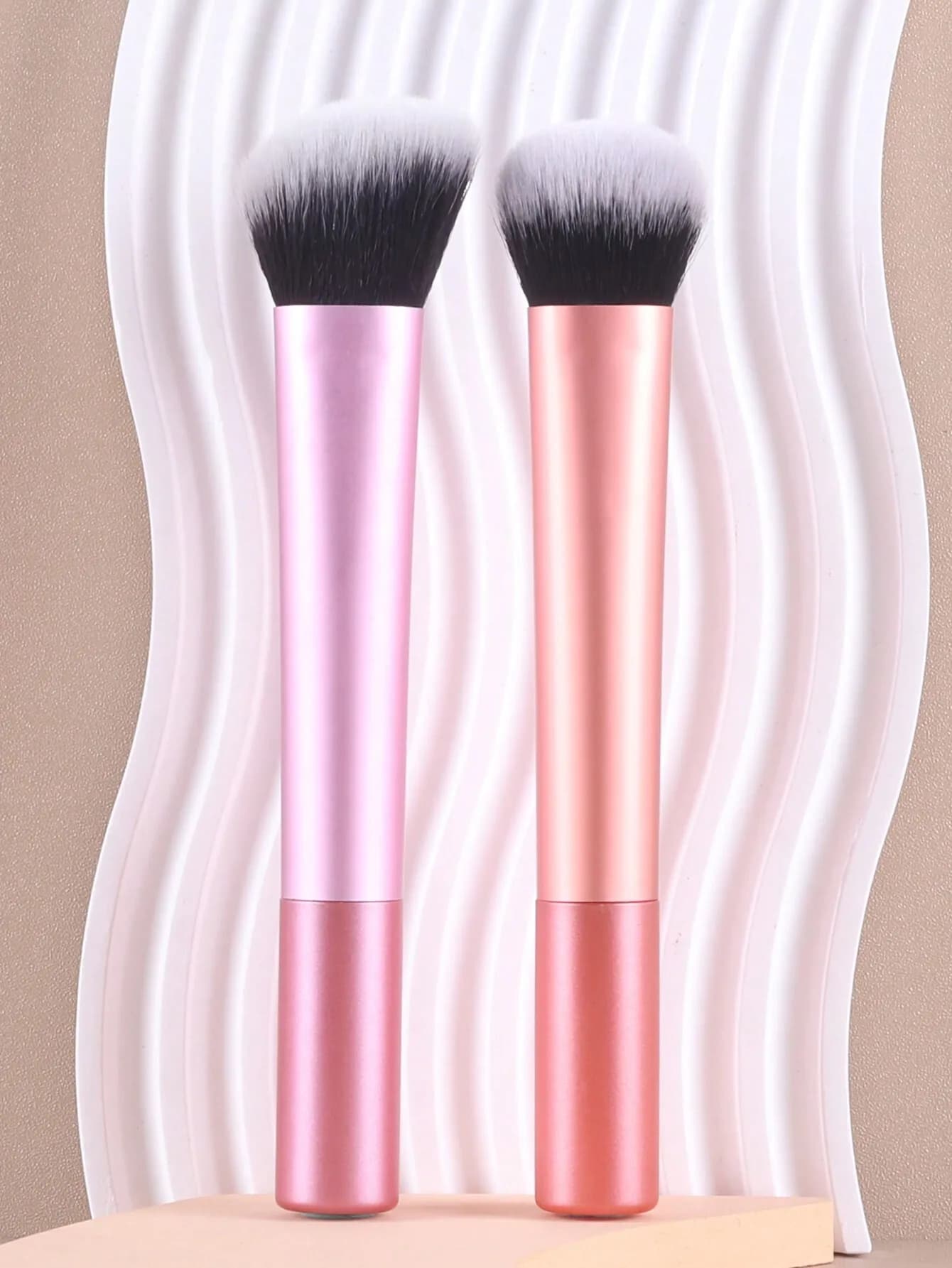 2pcs Contour Brush & Foundation Brush, Super Delicate And Portable,Brush Set,Makeup Brush Kit,Make Up Brush Set,Make Up Set Complete,Makeup Brush Set,Complete Makeup Kit,Brush Kit