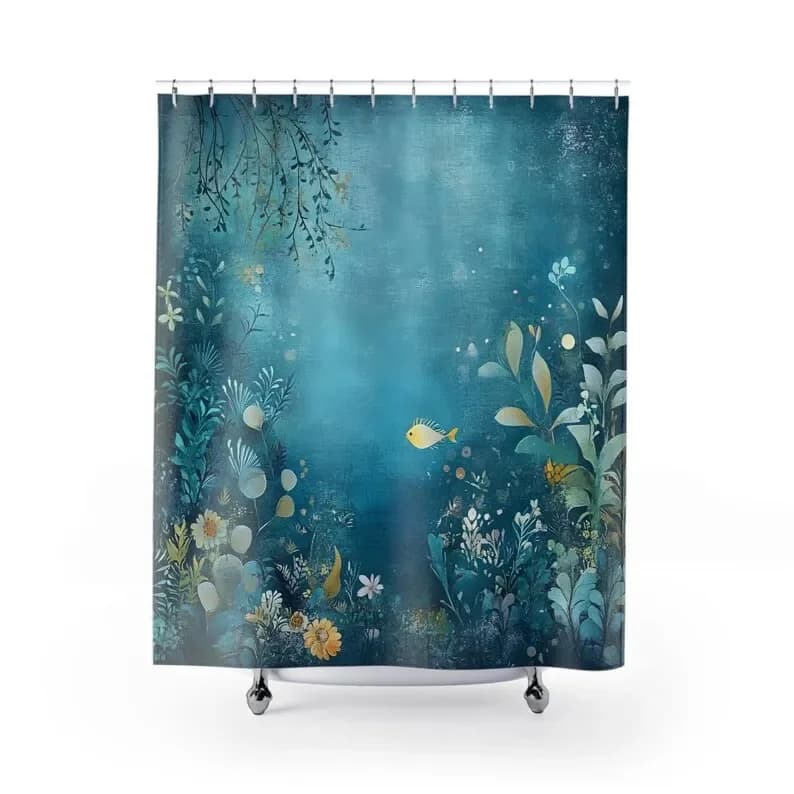 "Tenda da doccia Ocean Breeze - Decorazione da bagno calmante, arte nautica, vibrazioni sulla spiaggia, regalo perfetto per gli amanti dell'oceano