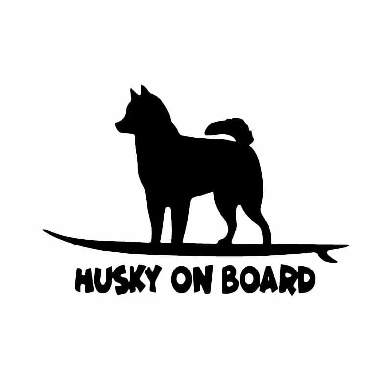 OFK Funny Decal PVC Husky On Board Dog Car Sticker for Car Window Decor Black/Silver.