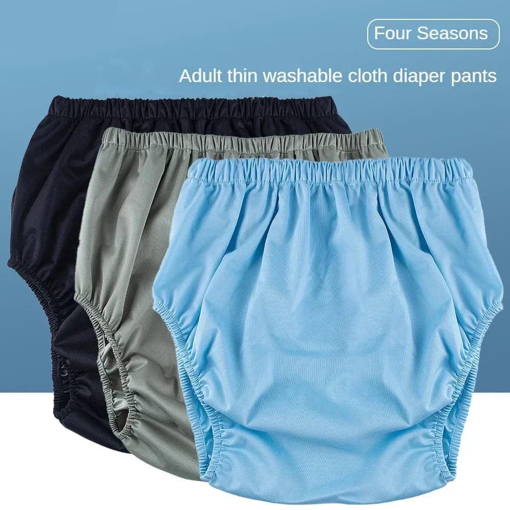 Reusable Adult Diaper Pants Cover - Noiseless, Leak-proof, Waterproof Protective Underwear for Seniors