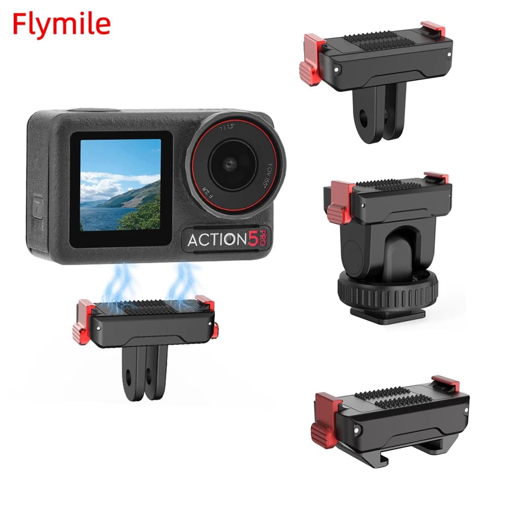 Flymile Base adattatore magnetico per DJI Osmo 360/Action 5 Pro/Action 4 Staffa di estensione Treppiede Selfie Stick Connettore di montaggio