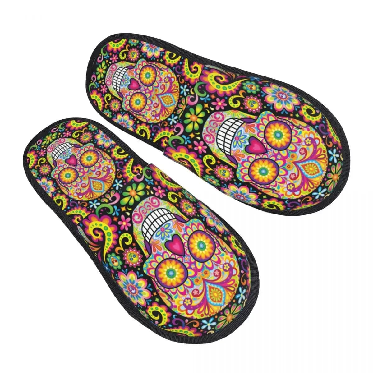 Pantofole con teschio di Halloween Scarpe in morbida memory foam Giorno dei morti Pantofola antiscivolo calda e comoda da donna messicana