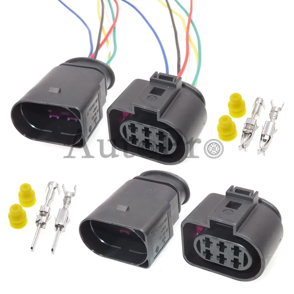 Set di 6 Connettori 1J0973833 1J0973733 AC per Auto, Maschio e Femmina, con Cavo e Alloggiamento in Plastica per Audi VW