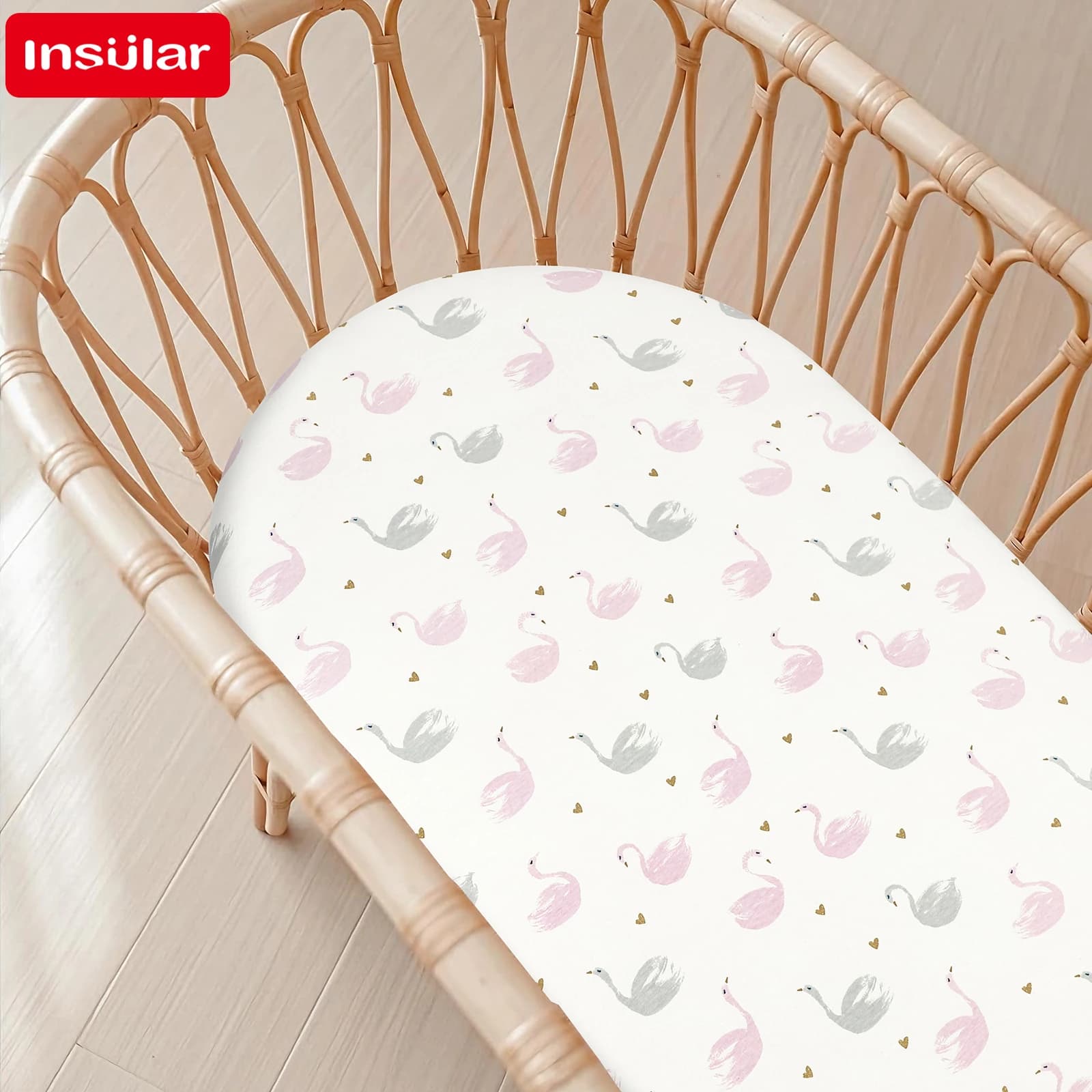 INSULAR 1PCS Polyester Fitted Crib Sheet, Soft Bassinet Mattress Cover, Toddler Bed Sheet Changing Pad Cover for Baby Nursery