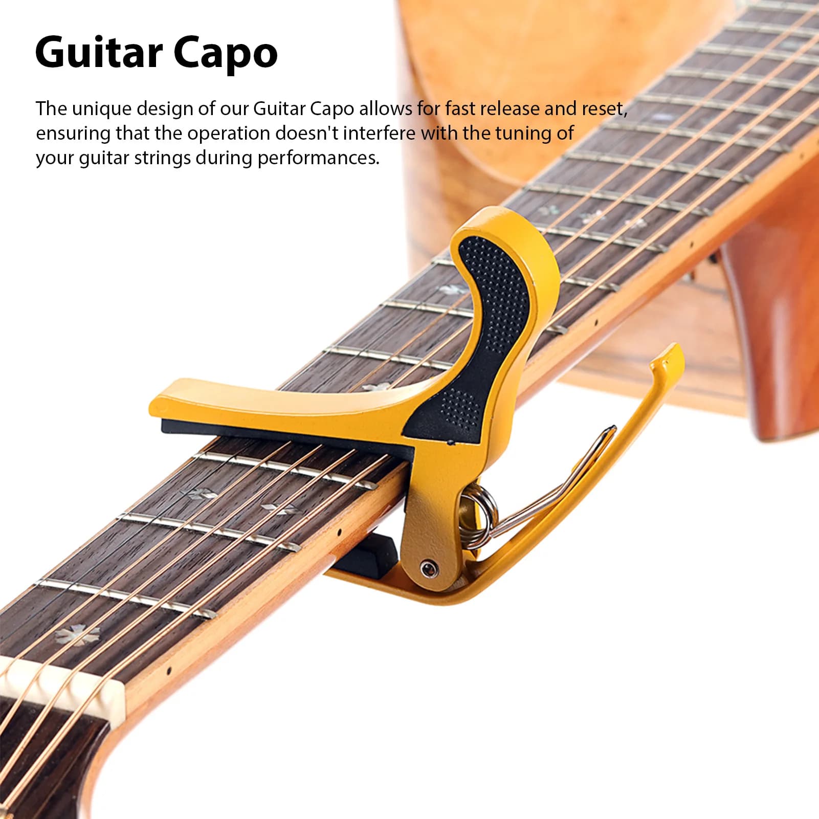 Capotasto per Chitarra in Metallo, Leggero e Portatile, con Morbida Imbottitura in Silicone, Accessorio Universale per Chitarra Acustica, Ukulele ed Elettrica