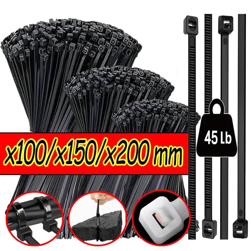 Fascette stringicavo in nylon autobloccanti nere, set di fascette stringicavo, anelli di fissaggio, fascette a zip, cinghie di fissaggio
