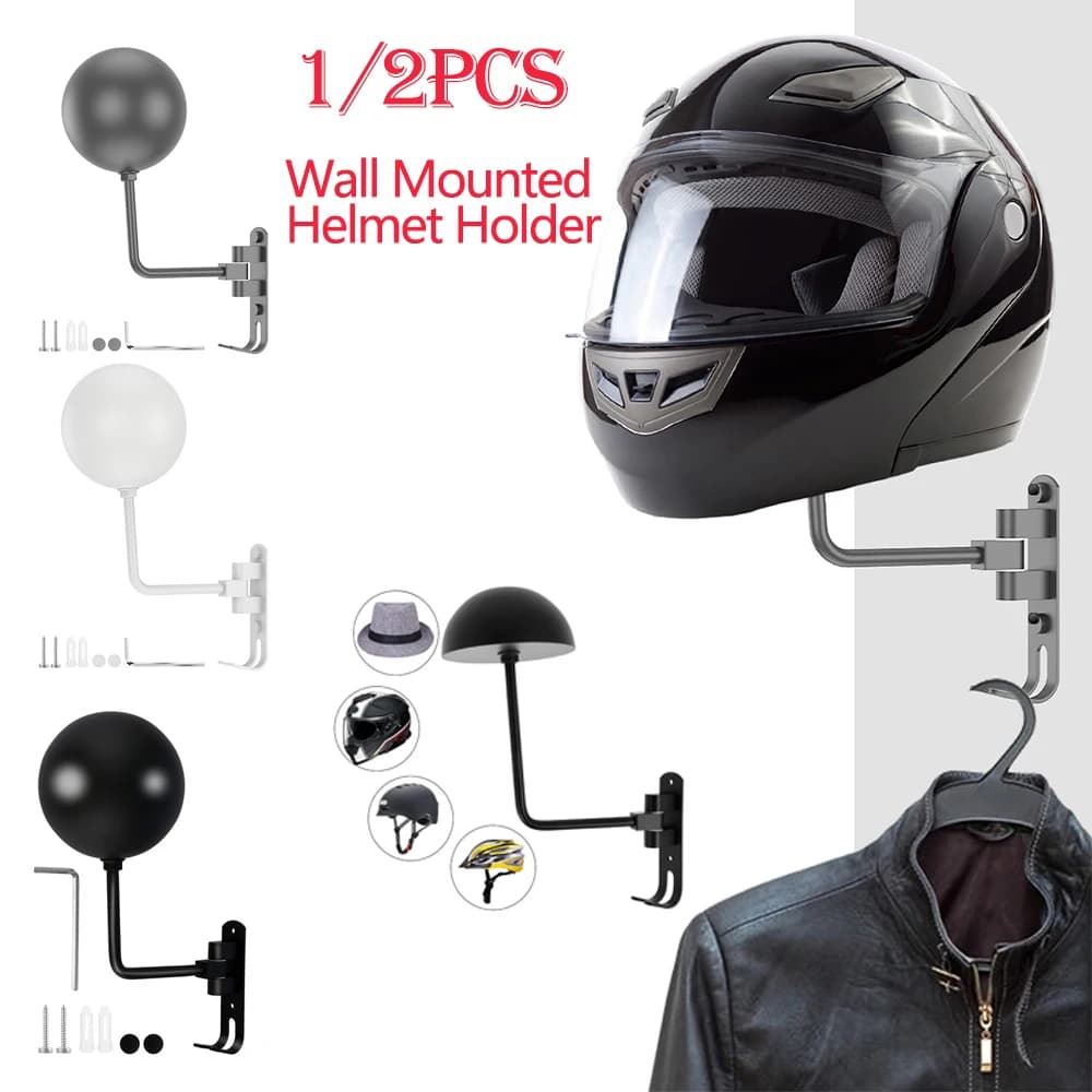 Wall stand 1/2 pieces stainless steel 180 ° Rotating bike door with double hook bike helmet for bicycle helmets