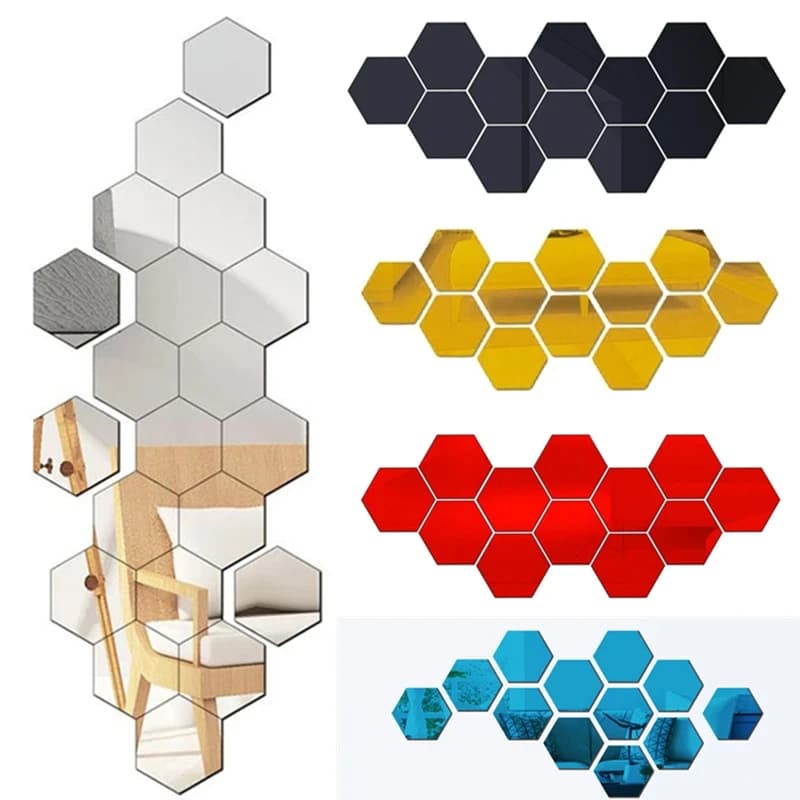 12/24 pezzi adesivi murali specchio esagonale 3D fai da te rimovibili autoadesivi estetica mosaico piastrelle decalcomanie specchio decorazione della casa