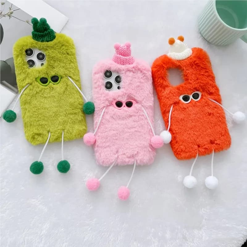 Divertente cartone animato soffice peluche cassa del telefono per Poco X7 Pro M3 Pro X7 F6 M6 M3 M4 Pro X3 NFC C65 C75 carino peloso caldo copertura protettiva