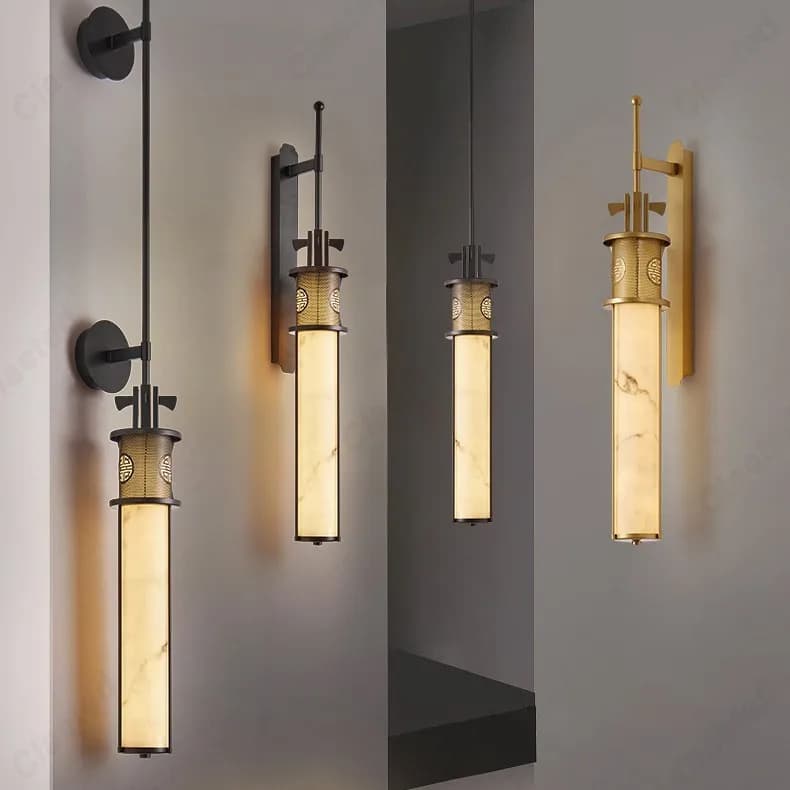 Nuova Lampada da Parete Cinese a LED in Metallo, Lampada in Marmo per Hotel, Soggiorno, Parete di Sfondo, Corridoio, Camera da Letto, Illuminazione Decorativa da Comodino