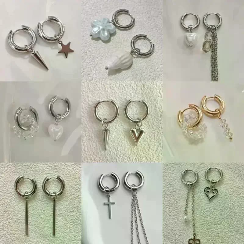 Orecchini asimmetrici con ciondolo a forma di cuore alla moda per le donne, semplici accessori geometrici circolari per orecchini, gioielli, regalo