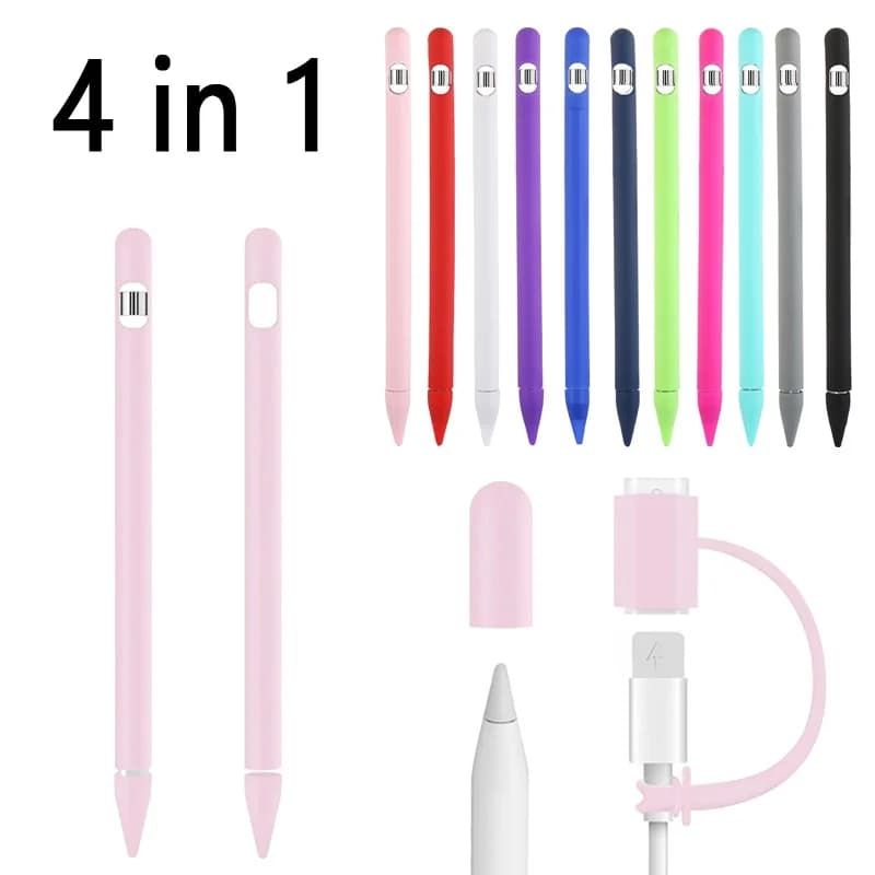 Custodia per iPad Tablet Touch Pen Stilo Custodia protettiva Custodia protettiva 4 in 1 Cover morbida in silicone colorato per Apple Pencil 1a generazione