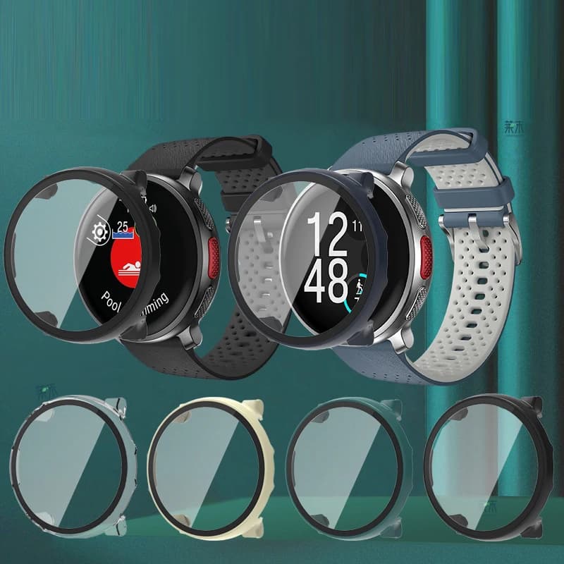 Pellicola protettiva per schermo in vetro con guscio rigido Custodia protettiva per paraurti completo per Polar Vantage V3/M3 Smart Watch Accessori per copertura del telaio protettivo