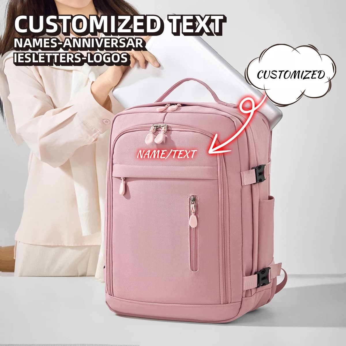 Zaino per Notebook Personalizzabile con Logo, Borsa per Computer, Zaino da Pendolare Semplice ed Elegante per Uomo, Borsa Scolastica per Studenti Universitari, Zaino Personalizzato Fai-da-Te per Donna